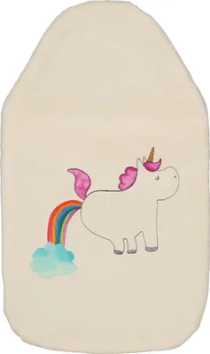 Produktbild von Mr. & Mrs. Panda Wärmflasche Einhorn Pupsen - Weiß - Geschenk, Pups, Spaß, Wärmflaschen, Freundin, Wärmekissen, naturkautschuk, Regenbogen, mit Bezug, wärmebeutel