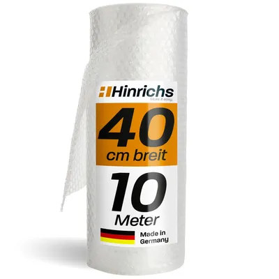 Produktbild von Hinrichs Luftpolsterfolie 40cm x 10m - 100% recyclingfähig - Bubble Wrap zum Verpacken