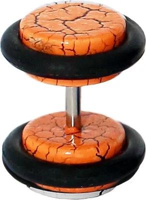 Produktbild von Fake Plug Ohrstecker in Acryl Reißlack Muster 8 mm Farbe - Orange