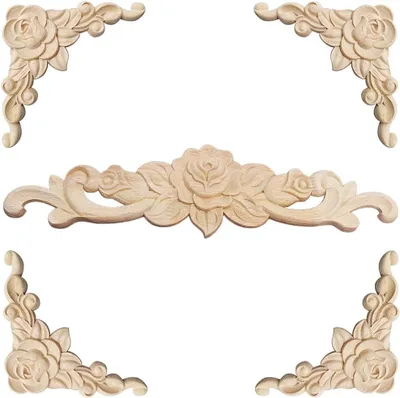 Imagen del producto de Molduras decorativas de madera, 5 unidades, 30 cm, para muebles y paredes