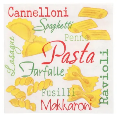 Obrázek produktu pro třívrstvé ubrousky "Pasta" 1/4 33 x 33 cm 20 kusů.