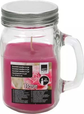 Produktbild von Articasa, Duftkerze Rose 40h im Glas mit Deckel, zart & romantisch, Rosa