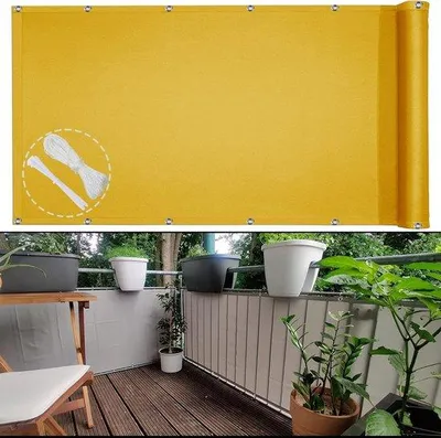 Image de Pare-vent de balcon - Imperméable et résistant aux UV - 80 x 900 cm - Jaune