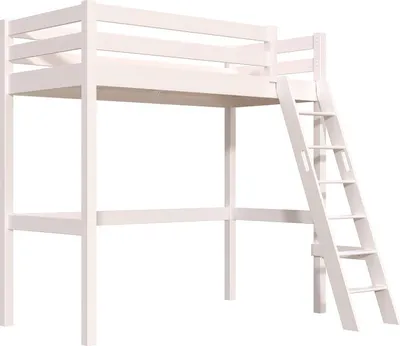 Produktbild von Hochbett holz 90x200 mit Leiter Sylvia schräge Leiter - Weiß