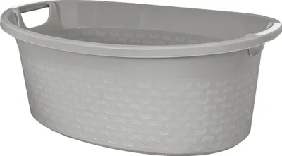 Produktbild von Wäschekorb BranQ Baumwolle 60L Wäschewanne Plastikwanne Wäschesammler Waschbehälter oval groß Hellgrau