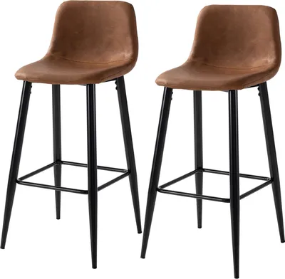 Produktbild von home24 Barstuhl - 2er-Set - Kunstleder / Metall - Braun / Schwarz