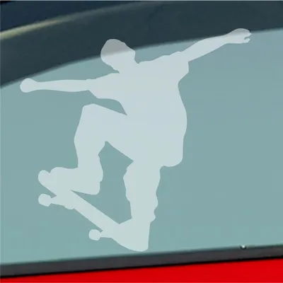 Produktbild von Auto Aufkleber Skater Skaten Sport Tuning Ollie 10x10 cm Milchglas Sticker Heckscheibenaufkleber