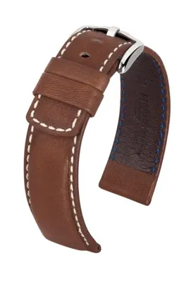 Produktbild von HIRSCH Mariner- Kalbsleder (Länge: L (120mm / 80mm) / Anstoßbreite: 18 (zu 16) / Schließe: Edelstahl (Silber) / Sonderanfertigung*: nein / Farbe / Naht: Goldbraun matt / Weiß / Polsterung (Ansatz / Schließe) in mm: 4,5 mm / 2,4 mm)