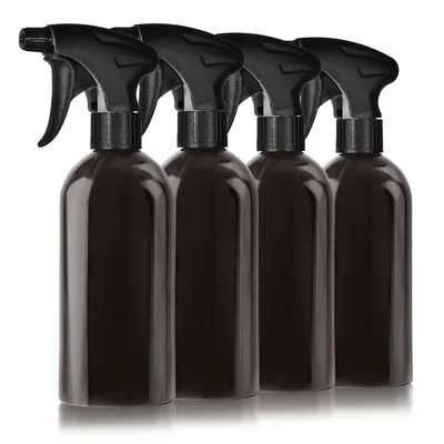 Produktbild von Oputec 4 x 500ml Sprühflaschen aus Kunststoff Schwarz zum Befüllen - Leere Wassersprühflasche für Pflanzen, Blumen, Reinigungsmittel