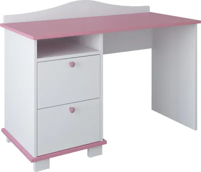 Produktbild von Schreibtisch, Kinderschreibtisch mit 74 cm Arbeitshöhe und zwei Schubladen und Ablagefach in weiß pink  Europe