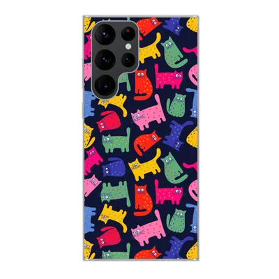 Produktbild von MuchoWow® Handyhülle Schutzhülle Hülle für Samsung Galaxy S22 Ultra Muster - Katze - Regenbogen - Rosa - Mädchen - Kinder - Kind Silikon Softcase Handy Hülle - Abbildung