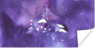 Produktbild von MuchoWow® Poster Tiere - Orca - Aquarell 160x80 cm - Foto Poster