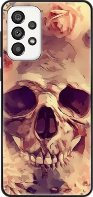 Produktbild von König Design Hülle kompatibel mit Samsung Galaxy A73 5G Kunststoff Soft Handyhülle - Handy Case Blumen Totenkopf