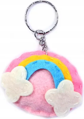 Immagine prodotto di Portachiavi morbido arcobaleno rosa - Ciondolo in peluche per borsa e zaino - Colorato