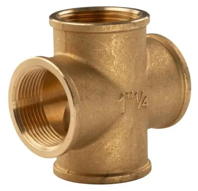 Produktbild von Messing Gewinde-Fitting Kreuzstück 1 1/4'IG (DN32) - schwere Ausführung