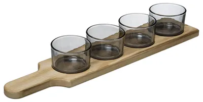 Produktbild von Serviergeschirr ARHA, Glasschalen mit Holztablett, Ø 9,3 cm