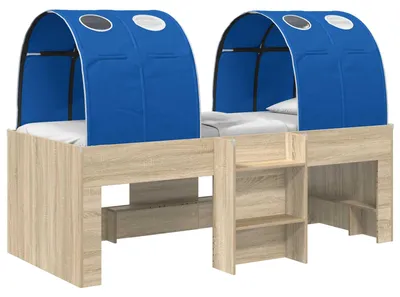 Produktbild von vidaXL Hochbett für Kinder mit Tunnel 3 stk. Sonoma Eiche und Blau