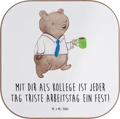 Produktbild von Mr. & Mrs. Panda Untersetzer für Gläser Fest Kollege - Weiß - Geschenk, Bedanken, Dankeschön, Aufmerksamkeit, gläseruntersetzer, Zusammenarbeit, Coaster, Danke sagen