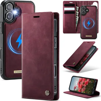 Produktbild von Handyhülle für iPhone C49 2in1 Für iPhone 16-Weinrot