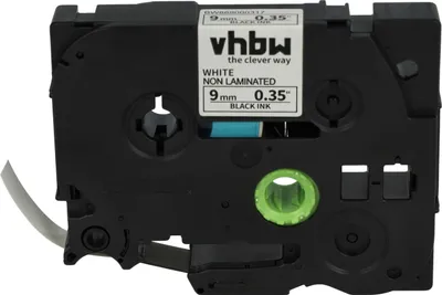 Produktbild von vhbw Schriftband-Kassette kompatibel mit Brother P-Touch 1080, 1230PC, 1010, 1200P, 1000-Serie, 1200, 1090 Etiketten-Drucker 8m x 9mm Schwarz auf Weiß