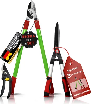 Produktbild von BOOMET Gartenschere Set · Rosenschere mit SK5 Stahlklinge & ergonomischen Griffen Rebenschere für Sträucher, Rosen und kleine Äste Profi Blumenschere