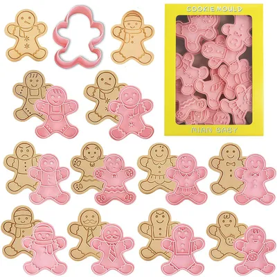 Produktbild von Weihnachtsplätzchen-Ausstechformen, 10 Stück, Lebkuchenmann-Form, Weihnachtsplätzchen-Stempel, Weihnachtsplätzchenformen, Plätzchenbackblech, Schokolade, Fondant