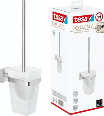 Produktbild von TESA 40416, WC-Bürste & Halter, Chrom, Weiß, Metall, Metall, 98 mm, 445 mm