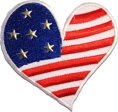 Obrázek produktu pro Usa heart - nášivka, nažehlovací nášivka, nažehlovací aplikace, nášivky, k nažehlení, velikost: 8,0 x 9,0 cm