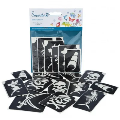 Image de Kit de tatouages pailletés « Pirate superstar »