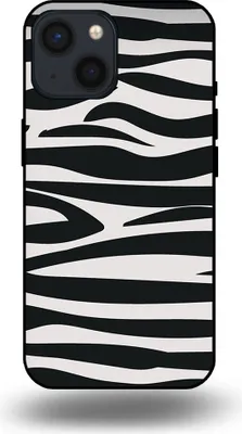 A smartphone case with a zebra print design.