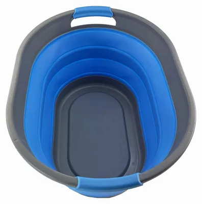 Waschkorb oval 28 l aufklappbar Pop-up grau/blau