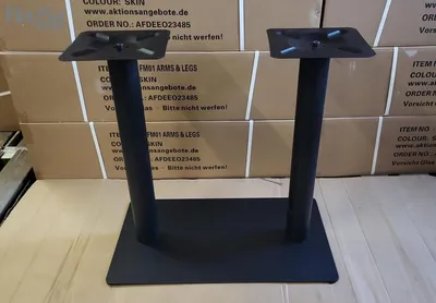 Produktbild von Tischgestell schwarz 68 cm 19Kg Tischfuß doppel schwarz lackiert Edelstahl Gestell rechteckiger Fuß, 'Bonn'