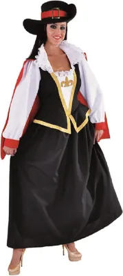 Produktbild von M214172-S Damen Musketier Kleid lang rot-schwarz Gr.S