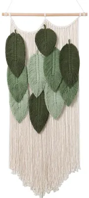 Zdjęcie produktu dla Ibenzoa® Ręcznie tkany gobelin makramowy, 40 x 90 cm – Boho dekoracja ścienna z bawełny z drewnianymi patykami, do użytku wewnątrz i na zewnątrz