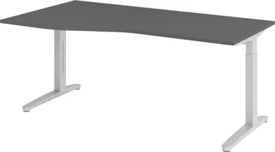 Produktbild von bümö Schreibtisch Serie-XB - Gestell: Silber, Nachbildung: Graphit, Größe:  180 x 100 cm