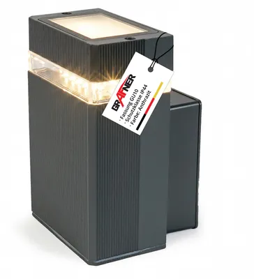 Produktbild von Grafner Aluminium Wandlampe schwarz, IP44, GU10 Fassung, ideal für smarte LED-Leuchtmittel, pulverbeschichtet, Wandleuchte eckig Wand Lampe Außen Außenwandleuchte 1 flammig spritzwassergeschützt