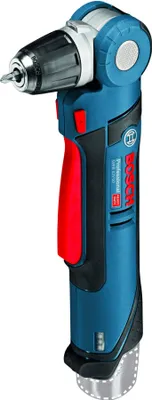 A blue and red Bosch angle drill is shown against a white background.
