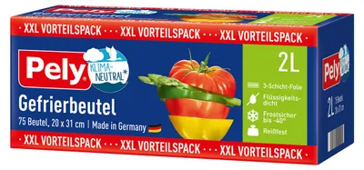 Zdjęcie produktu dla Woreczki do zamrażania Pely 3-warstwowe foliowe ekonomiczne opakowanie 2 litry 75 sztuk