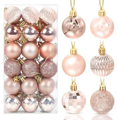 Productafbeelding van Kerstballen, rosé goud, 36 stuks, kunststof, 4 cm, kerstboomversiering, set