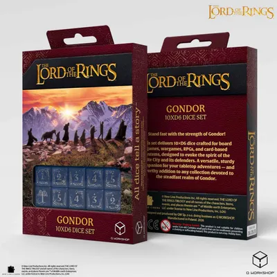 Immagine prodotto di Il Signore degli Anelli: Set di 10 dadi D6, colore nero e argento, a tema Gondor