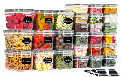 Image de Boîtes de rangement GoMaihe avec couvercle hermétique : ensemble de 27 boîtes de rangement pour la cuisine, idéal pour la farine, les céréales et le sucre