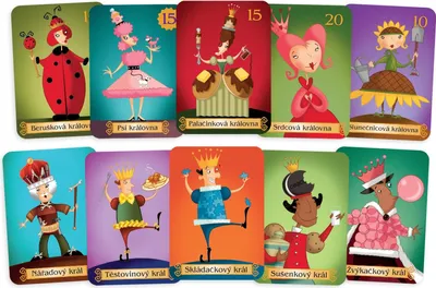 A collection of illustrated cards depicting various characters, likely from a card game.