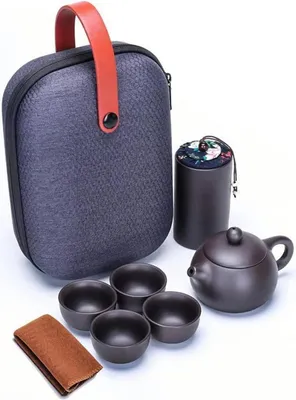 Image de Webao Set de thé chinois en céramique de 7 pièces avec théière de 130ml & 4 tasses à thé