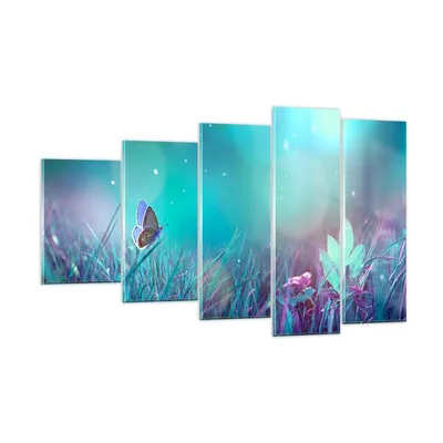 Produktbild von Bilder auf glas - Schmetterling Wiese Blume - 100x60cm - Glasbilder - Wandbilder - Kunstdruck - zum Aufhängen bereit - Wanddekoration aus Glas - Glas Bilder - Wandbild auf Glas - GEG100x60-4077