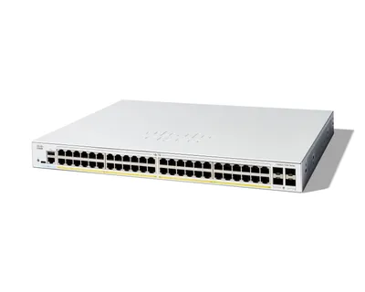 Immagine prodotto di Cisco Catalyst 1300-48P-4G - Switch - L3 - gestito - 48 x 10/100/1000 (PoE+) + 4 x Gigabit SFP - montabile su rack - PoE+ (375 W)