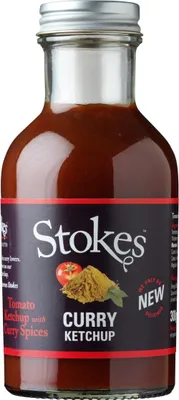 Produktbild von Stokes Sauces Curry Ketchup, Tomatensoße, 300 g, Vereinigtes Königreich, 603 kJ, 142 kcal, 1,1 g
