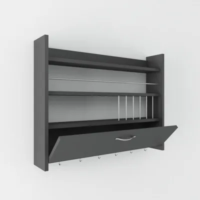 Image de Étagère de cuisine en panneau mélaminé anthracite 85 x 65 x 15 cm