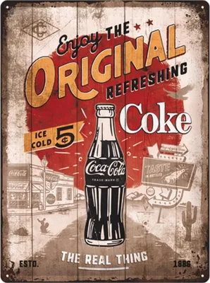 Produktbild von Nostalgic-Art - Blechschild 30 x 40 cm - Coca-Cola - Original Coke Highway 66