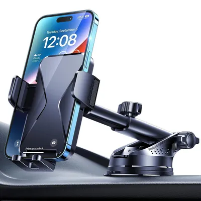 Obrázok produktu pre Univerzálna držiak na telefón do auta, otočný o 360°, vhodný pre smartfóny s veľkosťou obrazovky 4,0-7,1 palca, s prísavkou a teleskopickým ramenom