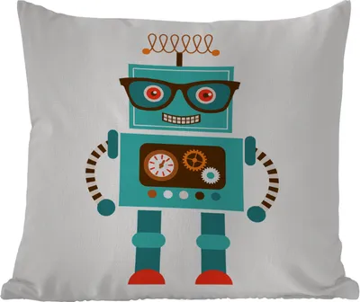 Produktbild von MuchoWow® Outdoor Kissen - Roboter - Schutzbrille - Zahnräder - Gesicht - Jungen - Kinder - 50x50 cm - Wetterfest - Lounge Kissen - Komfortabel - Kissen mit Bild